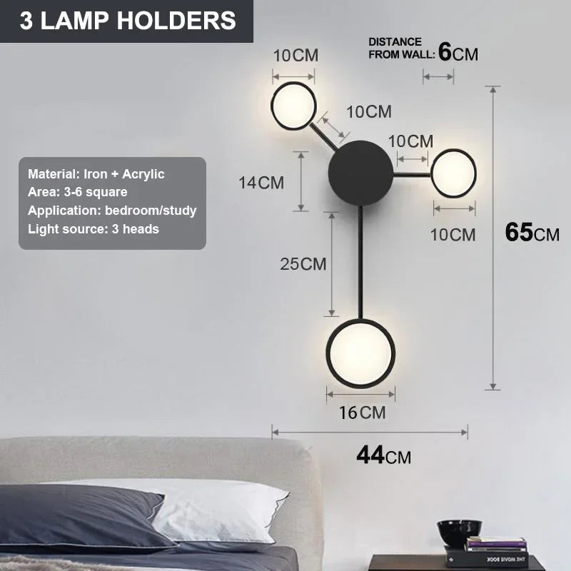 Lámpara de pared moderna nórdica LED, luz de pared minimalista para sala de estar, dormitorio, escalera, decoración del hogar, apliques de pared junto a la cama