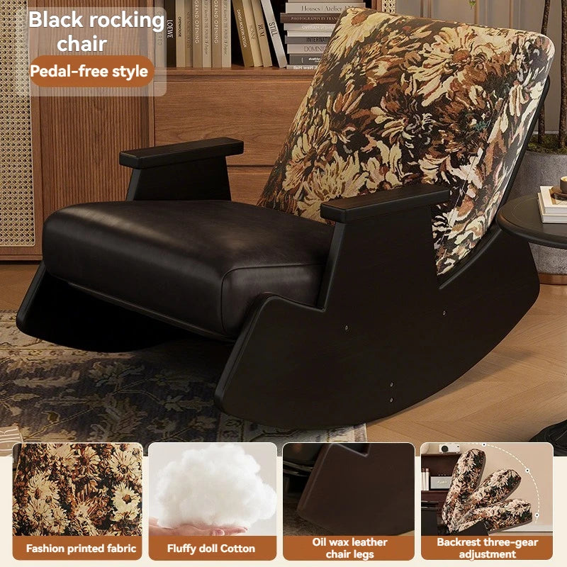 Mecedora retro de madera maciza, silla reclinable de balcón, sillón reclinable perezoso, sillón de ocio para adultos de sala de estar, mecedora individual