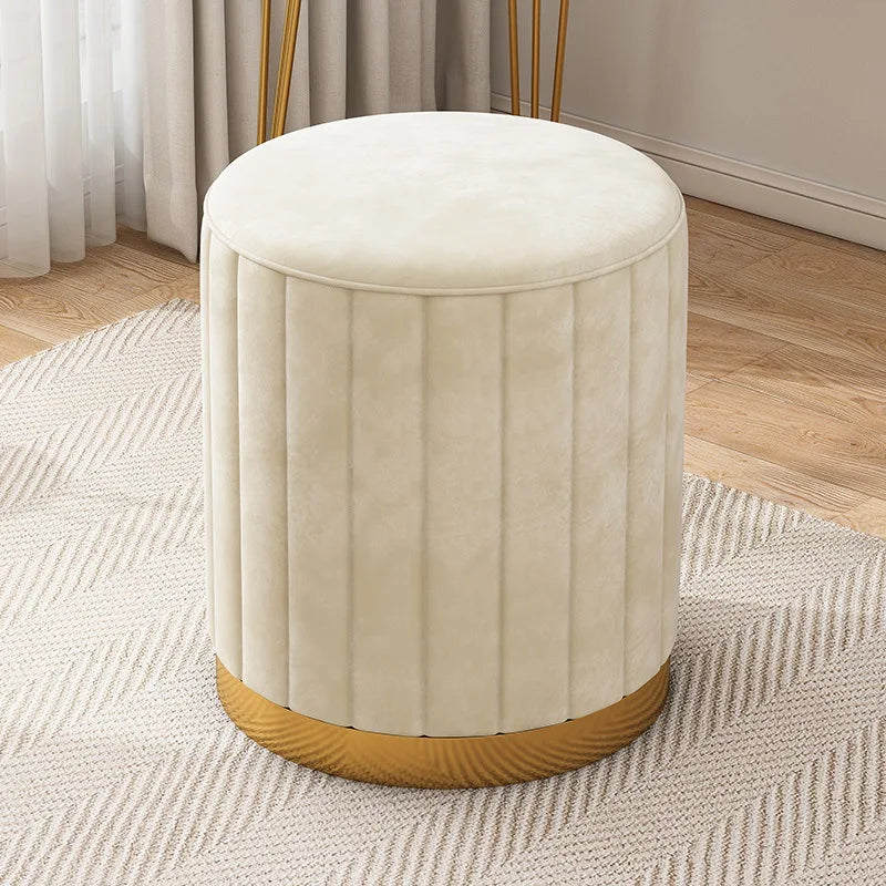 Taburete de almacenamiento de moda, taburete para cambiarse los zapatos, taburete de maquillaje, taburete redondo para tocador de dormitorio, taburete redondo nuevo con espacio de almacenamiento