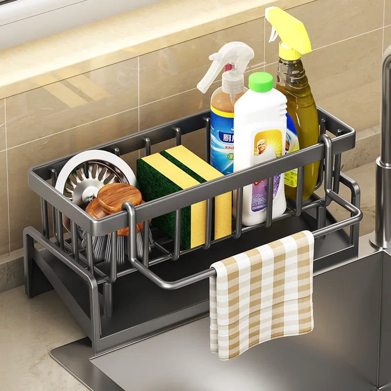 Estante de cocina, escurridor de trapos, estante de almacenamiento sin perforaciones, especiero de casa, grifo de fregadero, escurridor de fregadero, accesorios de cocina
