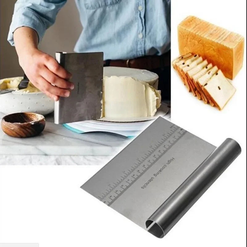 Rascador de acero inoxidable de 6"/8" para tartas, espátulas para masa, glaseado, alisador de bordes, herramientas de decoración de pasteles, accesorios para hornear