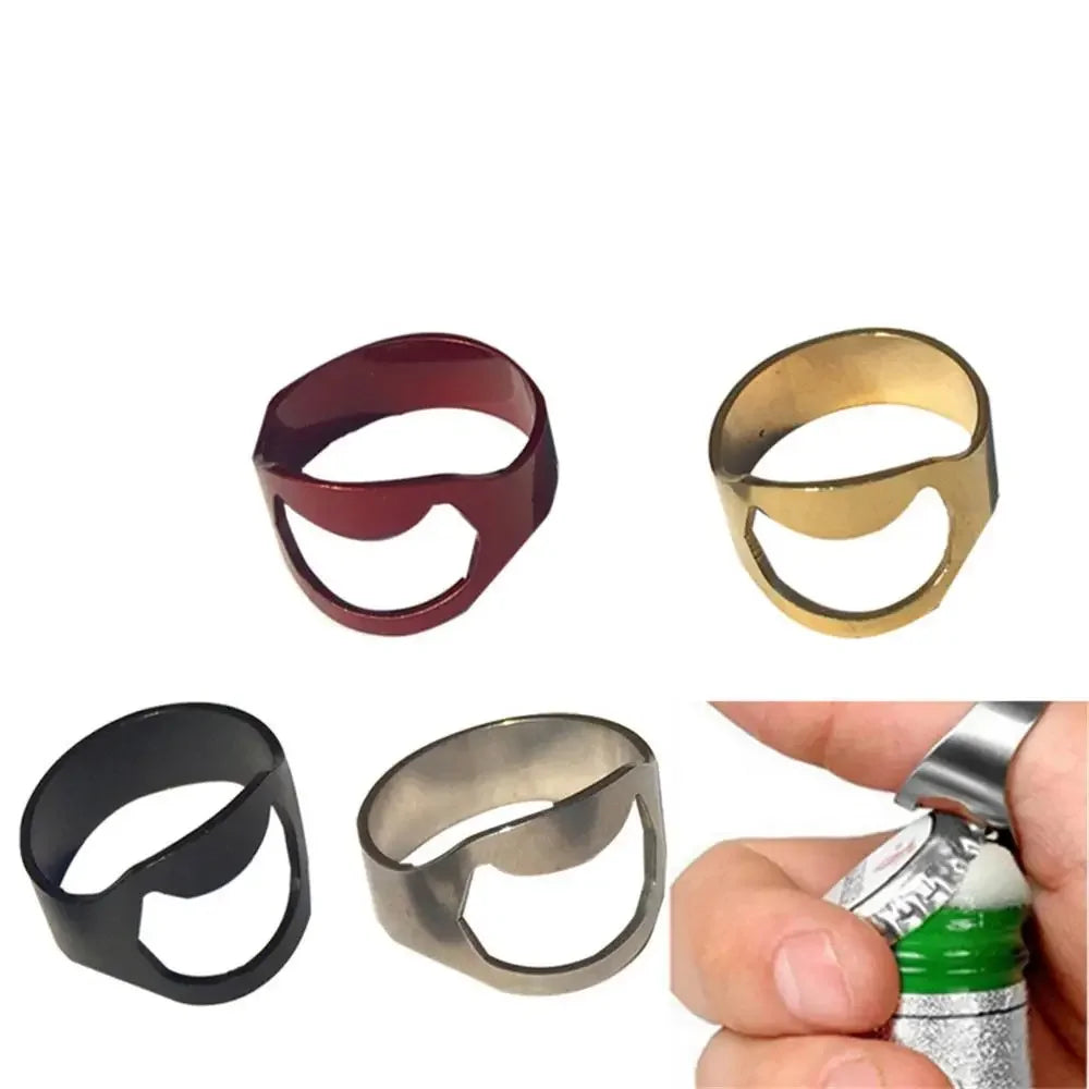 Mini abrelatas de acero inoxidable, con forma de anillo, abridor de cerveza, abridor de botellas, abridor de dedos, utensilios de cocina para bar.