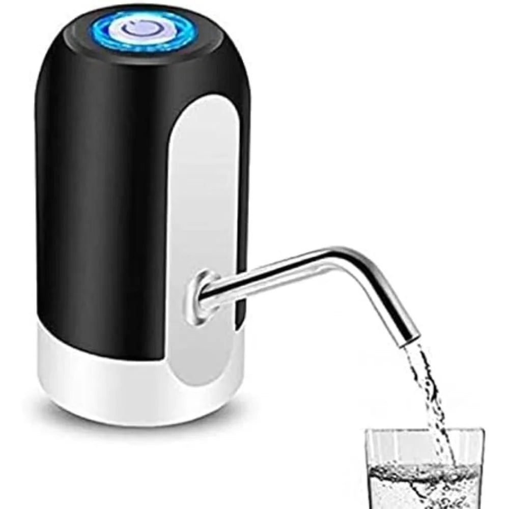 Bomba de agua eléctrica recargable por USB - Dispensador de agua potable portátil con luz LED para el hogar y la oficina, blanco y negro