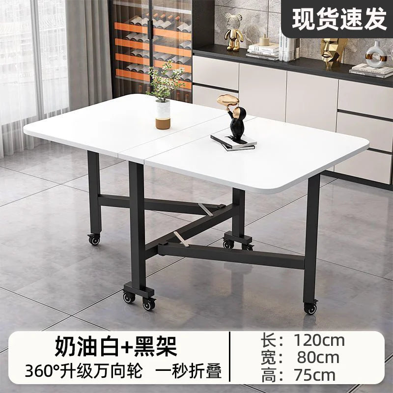 Mesa de comedor plegable para casa pequeña multifuncional mesa plegable de tabla de roca rectangular mesa de comedor móvil para sala de estar