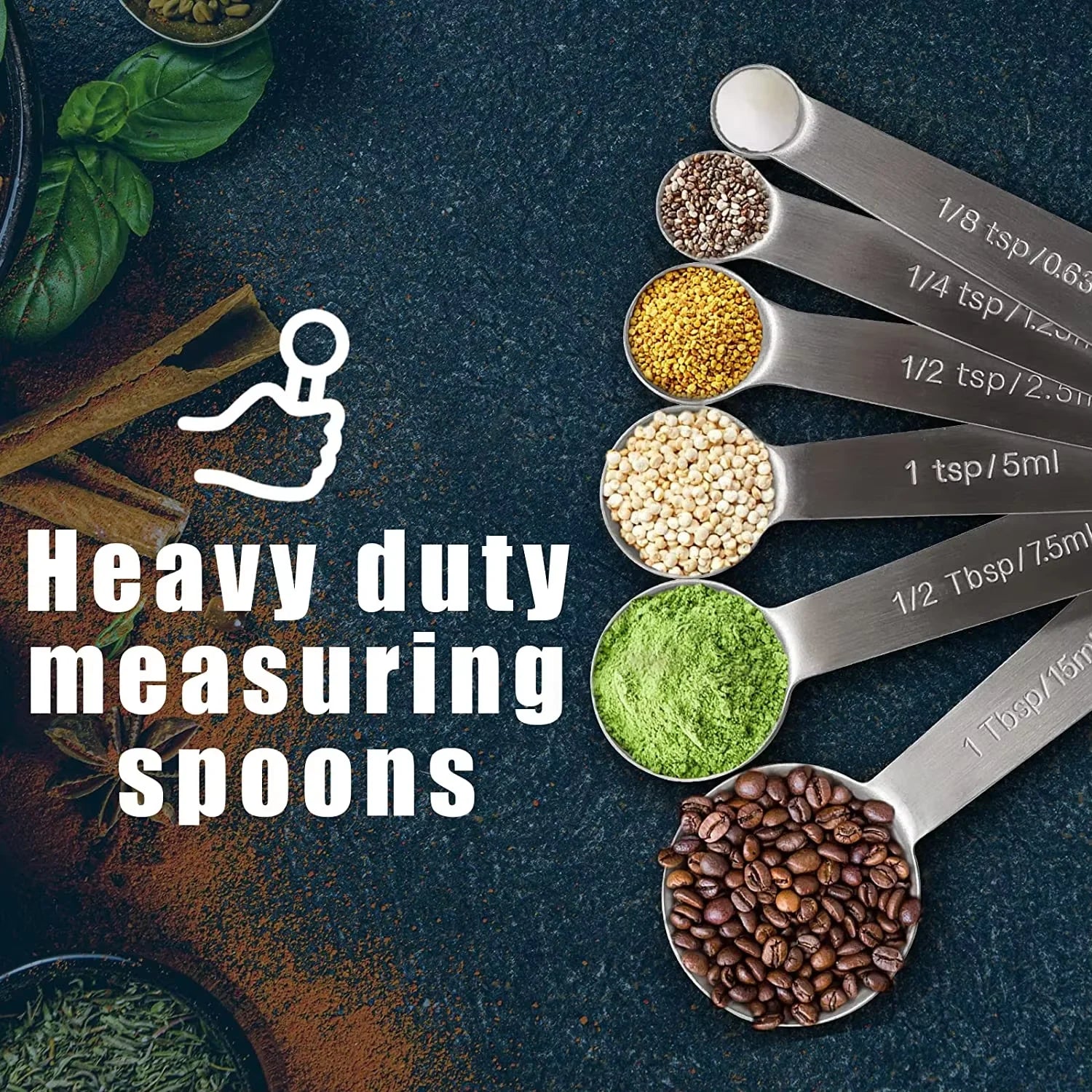6Pcs Measuring Spoons Set Stainless Steel Measuring Spoons Cups Set Kitchen Gadgets Tablespoon and Teaspoon For Cooking Baking