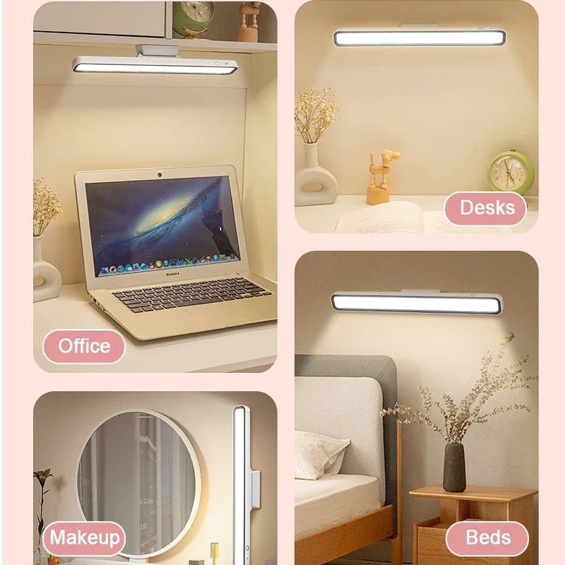 Lámpara de escritorio LED, recargable por USB, luz de mesa con atenuación continua, lámpara magnética colgante para dormitorio, mesa de lectura, luz nocturna recargable
