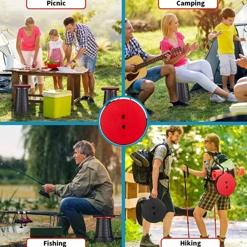 Nuevo taburete plegable telescópico portátil apto para senderismo, camping, viajes al aire libre y pesca -altura ajustable y ligero