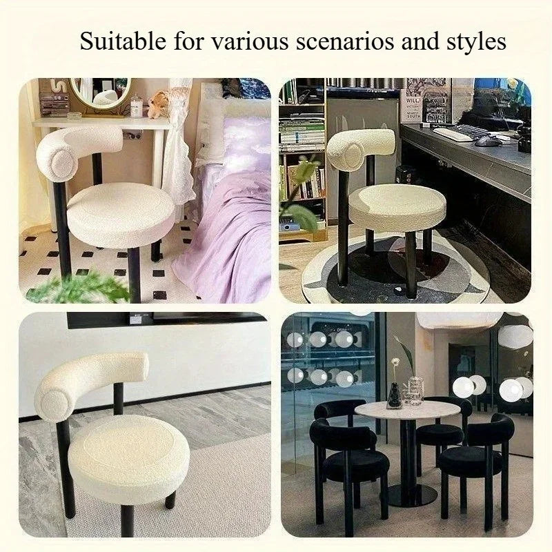 Taburete sencillo de tocador con almacenamiento, silla de maquillaje moderna de diseño crema para dormitorio de niñas, silla de comedor para el hogar238