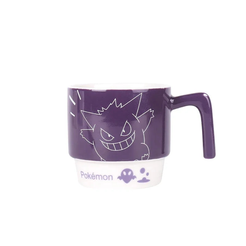 SHUNXIANG Tazas de cerámica con licencia de Pokémon Snorlax Apilables Kawaii Anime Taza de leche y zumo para desayuno para niños y niñas Regalos para el hogar