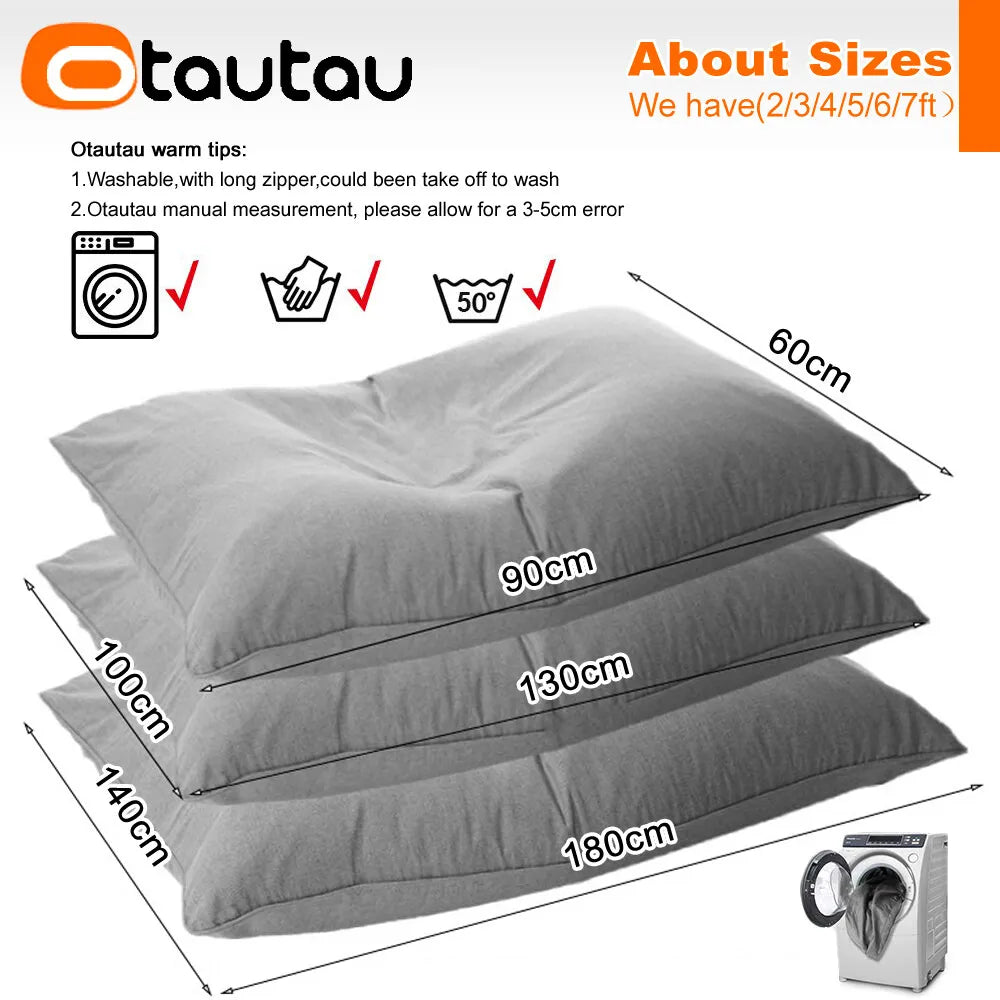 OTAUTAU Funda de Almohada de Lino y Algodón Sofá Doble Cama Funda Cuadrada Sillón Reclinable Puf Sillón Tumbona Asiento de Suelo Sofá DD008