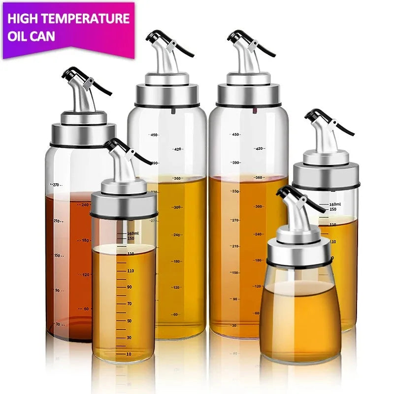 Botella de aceite de cocina para condimentos de 180/300/500ml, botella de salsa, botellas de almacenamiento de vidrio para aceite y vinagre, dispensador de aceite para cocina