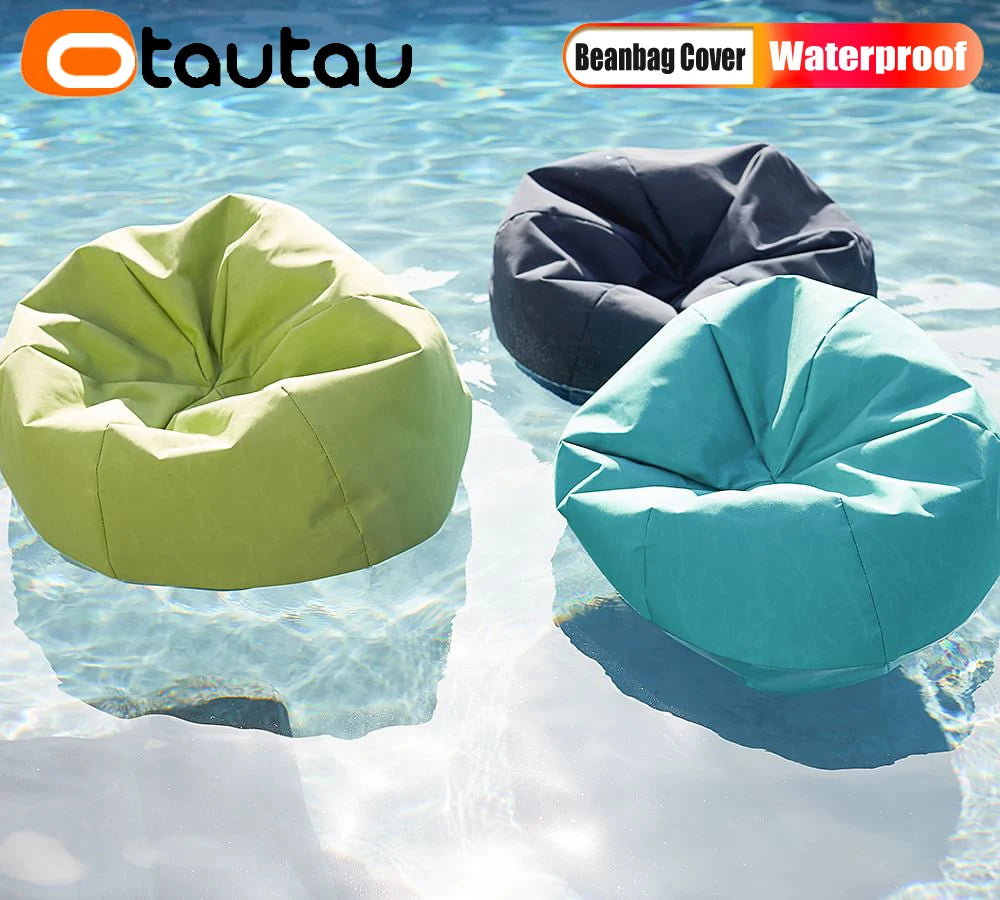 OTAUTAU Funda de puf impermeable para exteriores sin relleno, jardín, playa, piscina, puf flotante, silla Oxford para niños y adultos