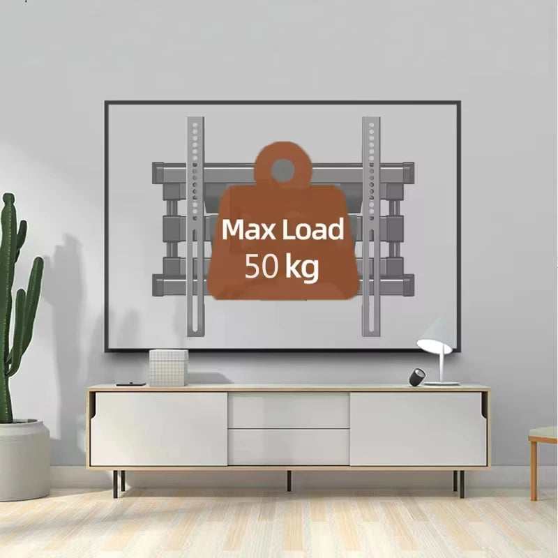 Soporte de pared para TV de brazo largo extensible de 70 cm, soporte de pared para TV de movimiento completo de 32 a 65 pulgadas con giro, inclinación y nivelación, VESA máximo de 400x400 mm