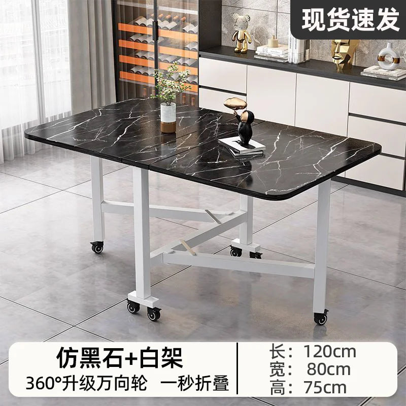 Mesa de comedor plegable para casa pequeña multifuncional mesa plegable de tabla de roca rectangular mesa de comedor móvil para sala de estar