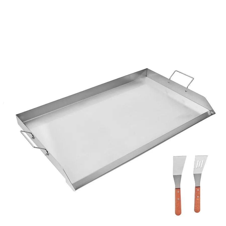 Plancha de acero inoxidable de 36x22 pulgadas, placa rectangular universal de superficie plana para parrilla de gas, barbacoa, Teppanyaki, utensilios de cocina portátiles con asa