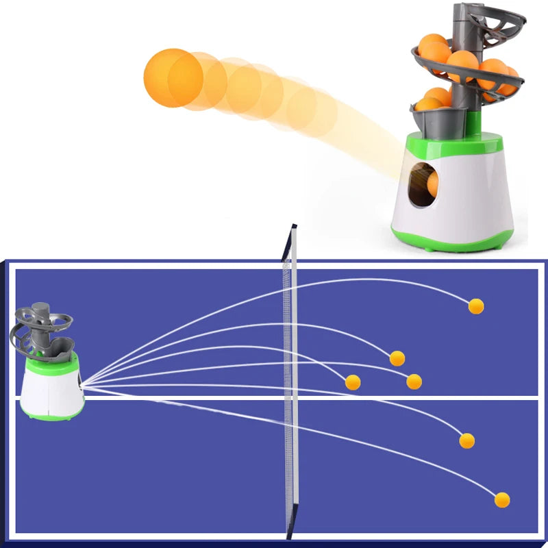 Robot de tenis de mesa pequeño de 4 pilas AA, entrenador de máquina de lanzamiento, para adultos y niños, deporte, juego, regalo, deporte de raqueta, más de 40 pelotas de ping pong.