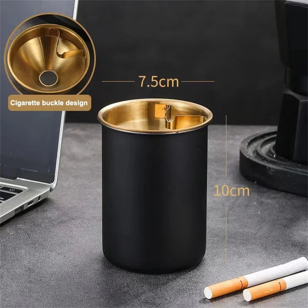 Cenicero Inoxidable a Prueba de Viento con Tapa, Cenicero de Puros sin Humo para Uso en Interiores, Exteriores y Patio, 1 Unidad, Accesorio para Fumar en Casa