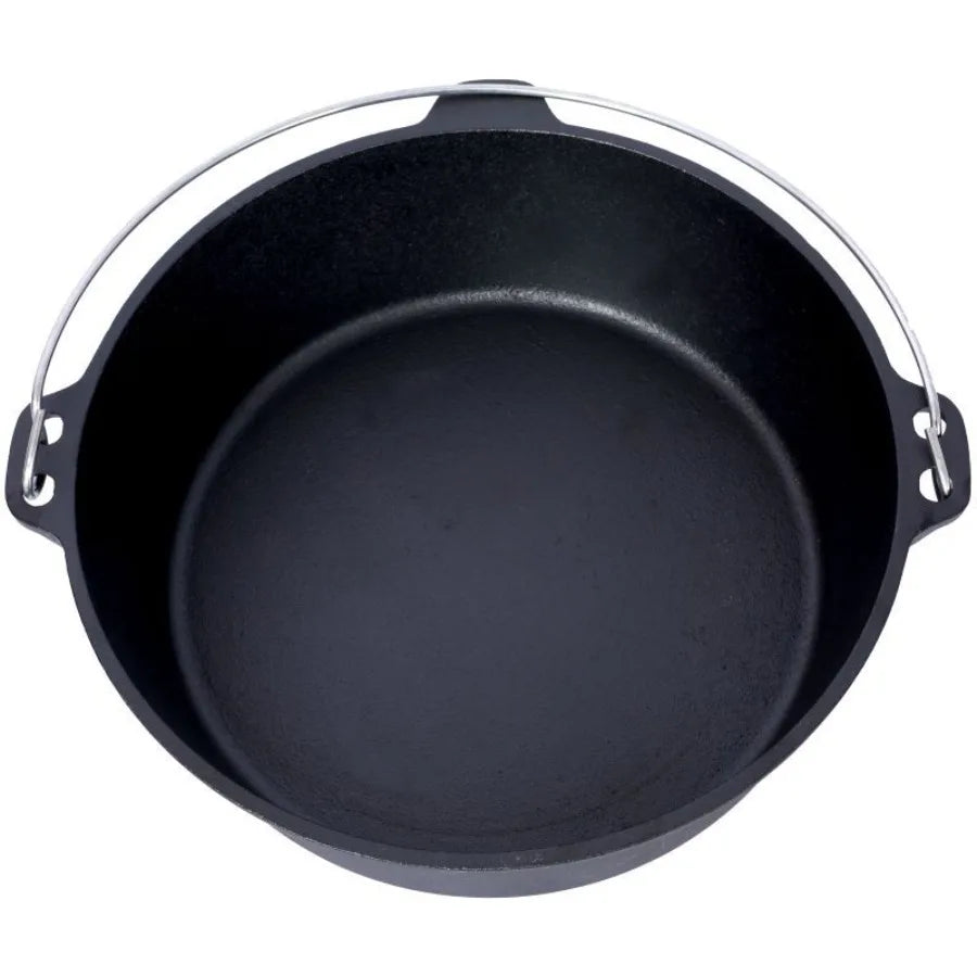 Olla Profunda para Acampar al Aire Libre para Cocinar BBQ Hornear Acero Inoxidable Negro Duradera de Servicio Pesado con Tapa Resistente al Calor y Fácil de Limpiar