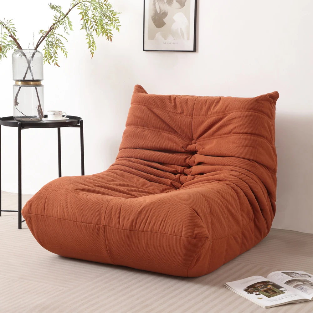 Sofá de pana estilo perezoso - Sofá de suelo totalmente relleno de esponja, diseño sin patas para sala de estar y dormitorio