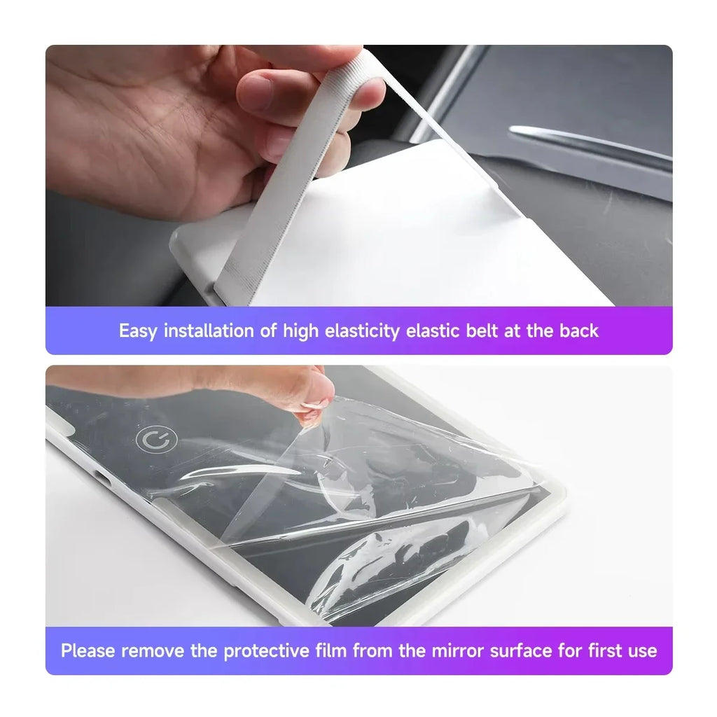 Espejo de maquillaje LED HD para coche, visera solar, espejo interior de coche para niñas y mujeres, luz de relleno recargable, espejo de tocador delgado universal