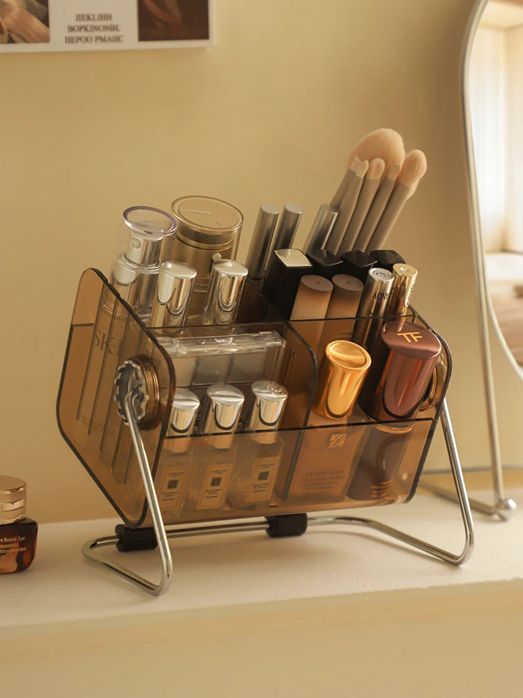 Vintage Cosmetic Storage Box Stationery Storage Dressing Lipstick Eye Shadow Brush Makeup Brush Drum Removable Storage Rack