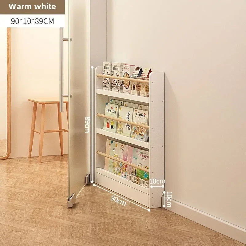Estantería de madera maciza, estante de almacenamiento de varias capas de pie montado en la pared, estantería para el hogar, estantería delgada detrás de la puerta