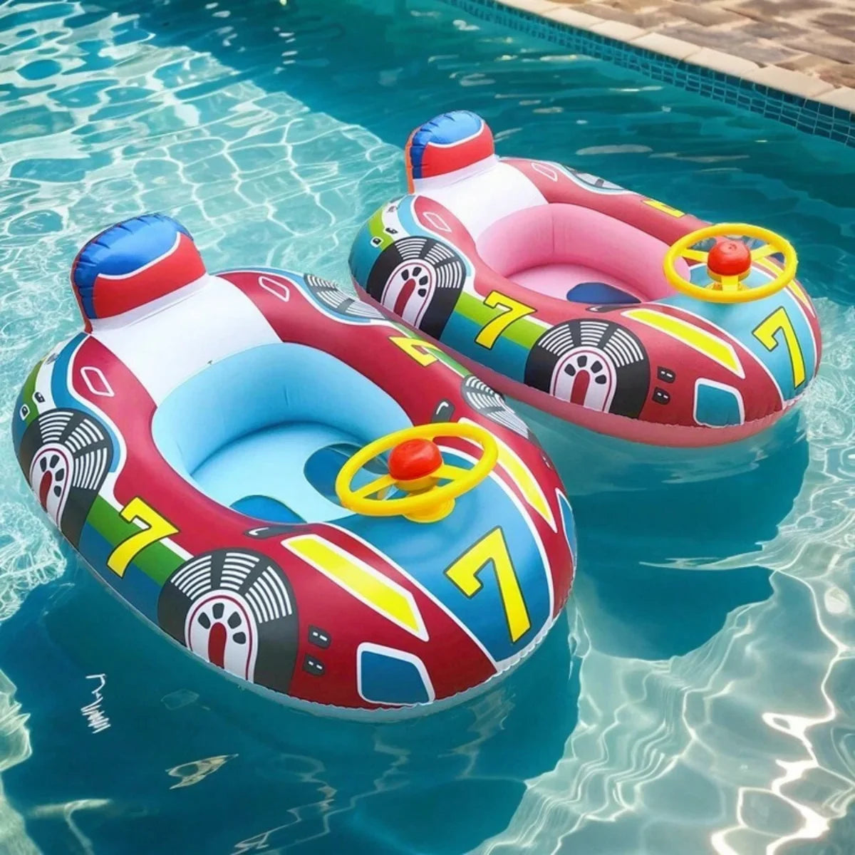 Flotador de piscina para bebé, flotador inflable de verano para playa con diseño de coche bonito, para niños pequeños, anillo de tubo de natación con asas de seguridad