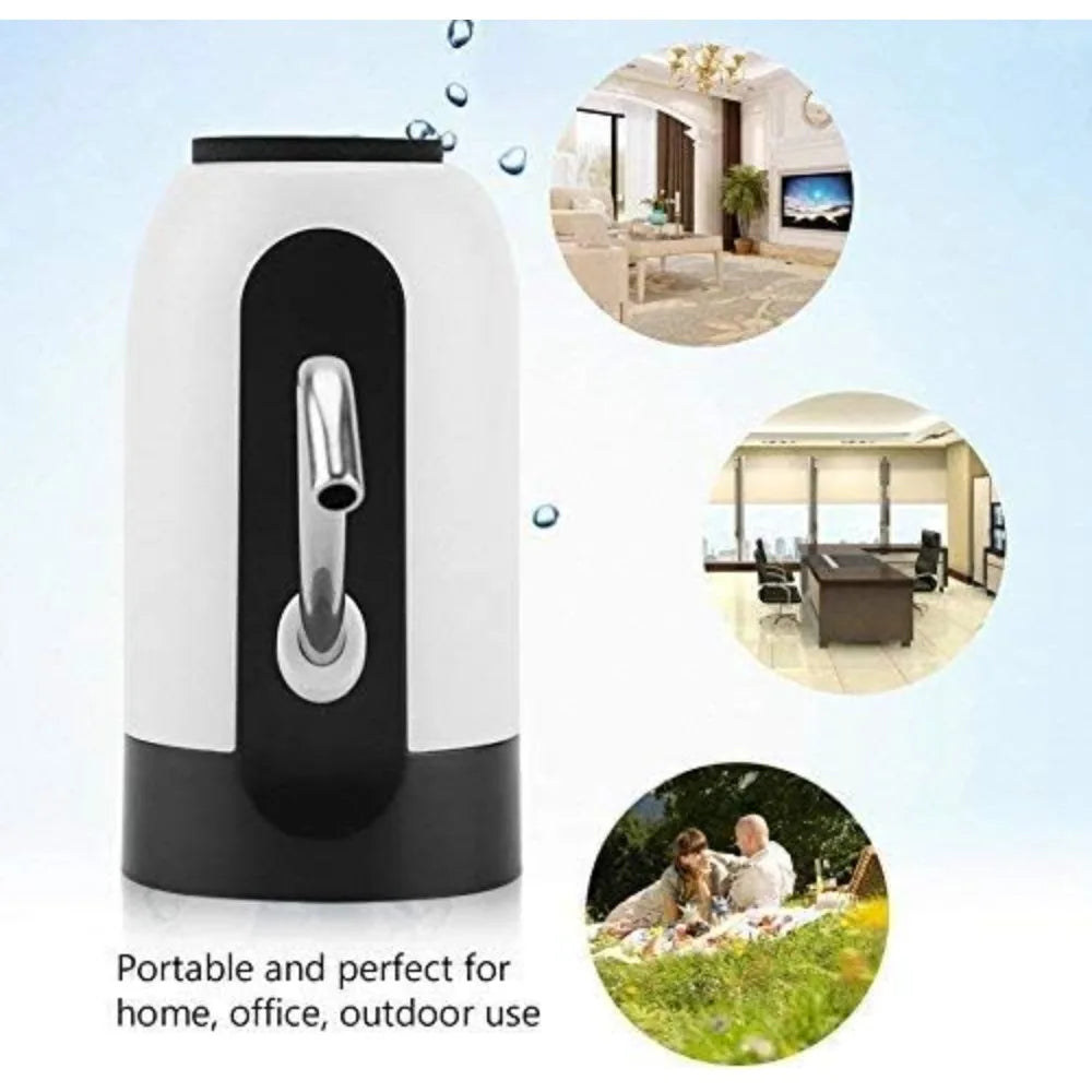 Bomba de agua eléctrica recargable por USB - Dispensador de agua potable portátil con luz LED para el hogar y la oficina, blanco y negro