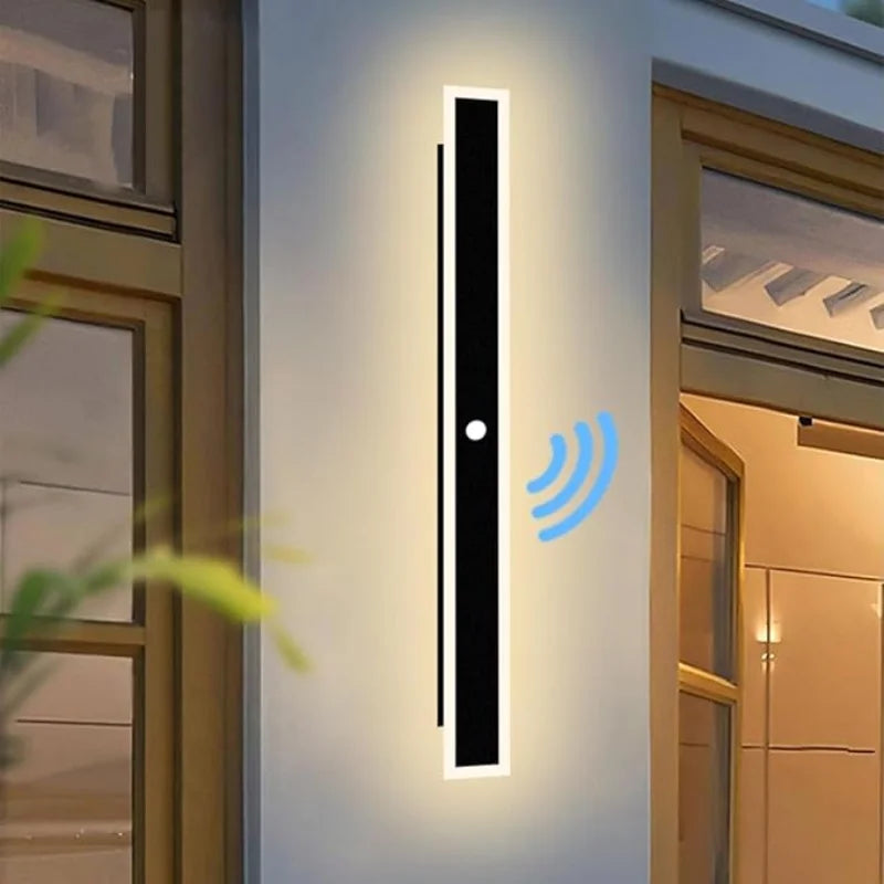 Apliques de pared para exterior con detector de movimiento LED, impermeables IP65, lámpara de pared para villa, largos de metal antracita, apliques modernos