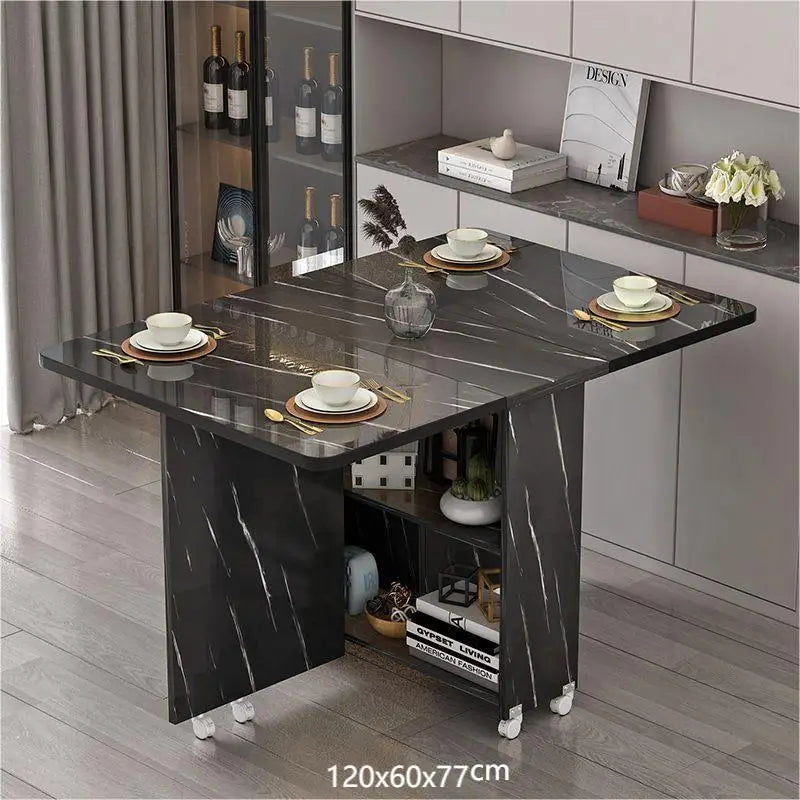 Mesa de comedor plegable multifuncional para el hogar, con ruedas, móvil, rectangular, para restaurante y dormitorio.