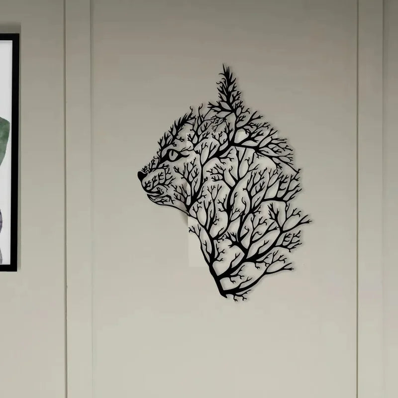 Encantador Adorno Metálico de Gato y Árbol para Pared - Decoración Minimalista para Dormitorio, Sala de Estar, Oficina - Regalo Perfecto de Estreno de Casa