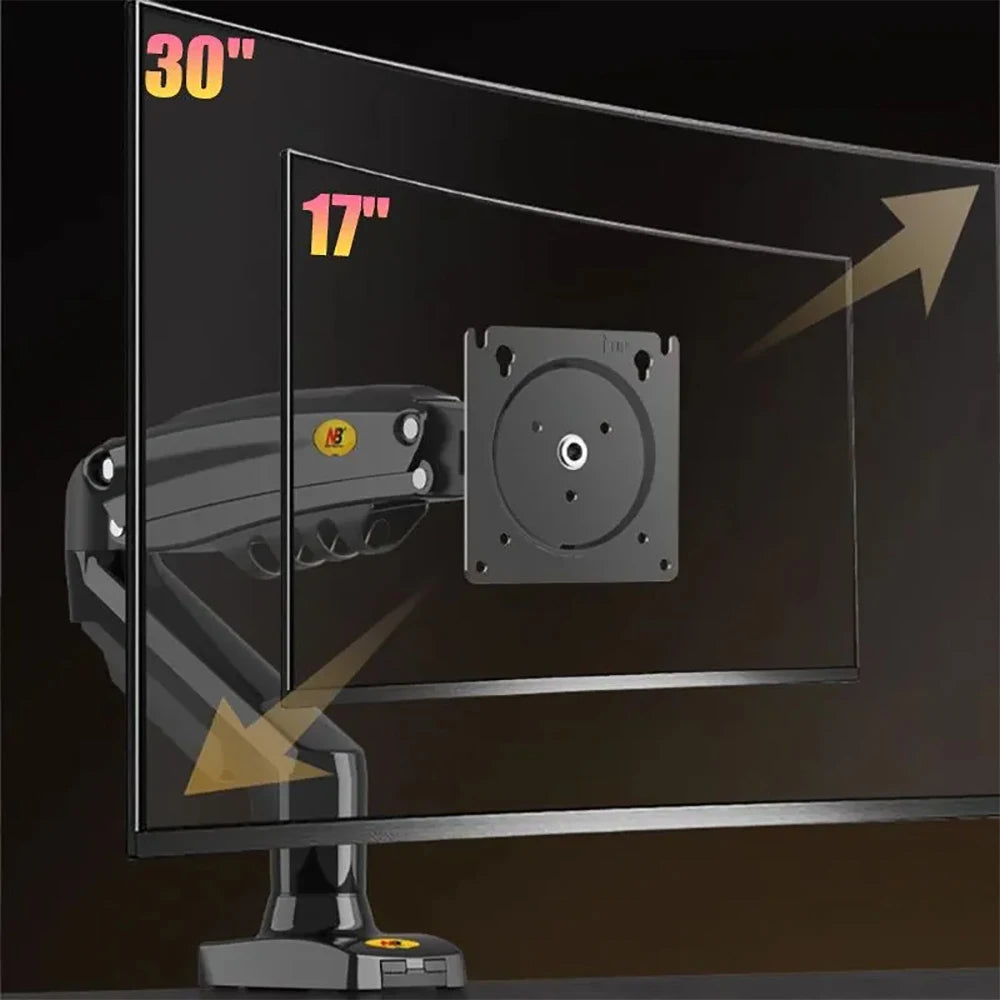 Soporte de brazo para monitor de PC ajustable NB F80, soporte para un solo monitor de hasta 30 pulgadas, soporte de escritorio para computadora con resorte de gas ajustable
