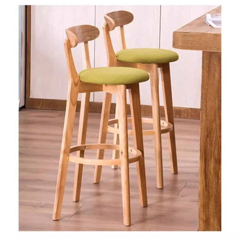 Taburete de barra de madera maciza con respaldo alto, altura de mostrador, moderno, minimalista, para barra de casa, asiento de isla de cocina, sillas para barra, silla de barra