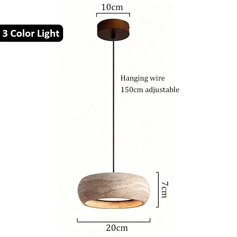 Lámpara colgante de cabecera nórdica minimalista para dormitorio, lámpara de araña de travertino amarillo Wabi Sabi para restaurante, bar, comedor