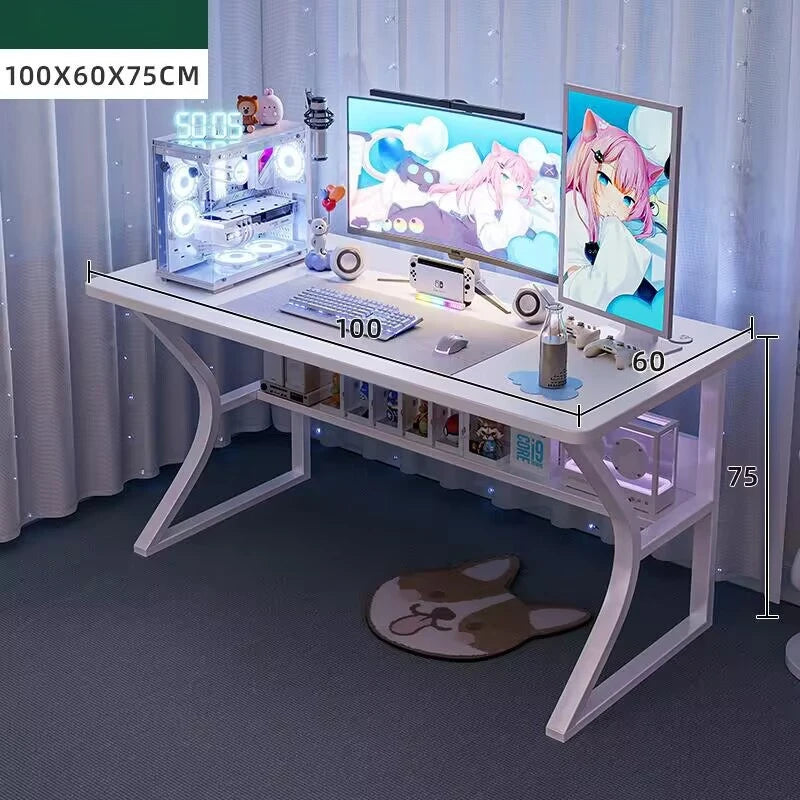 Escritorio de ordenador blanco para juegos Silla Conjunto de oficina en casa Estudio Dormitorio Plegable Simple Ergonómico Moderno Mesa para portátil Muebles