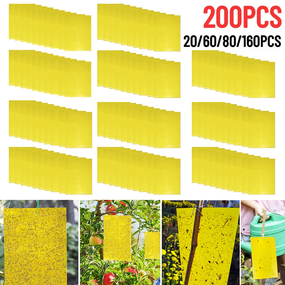 20-200PCS Pegatinas para moscas, atrapa insectos para plantas de exterior, trampa para moscas, trampas adhesivas de doble cara para insectos, trampa para mosquitos, tabla adhesiva