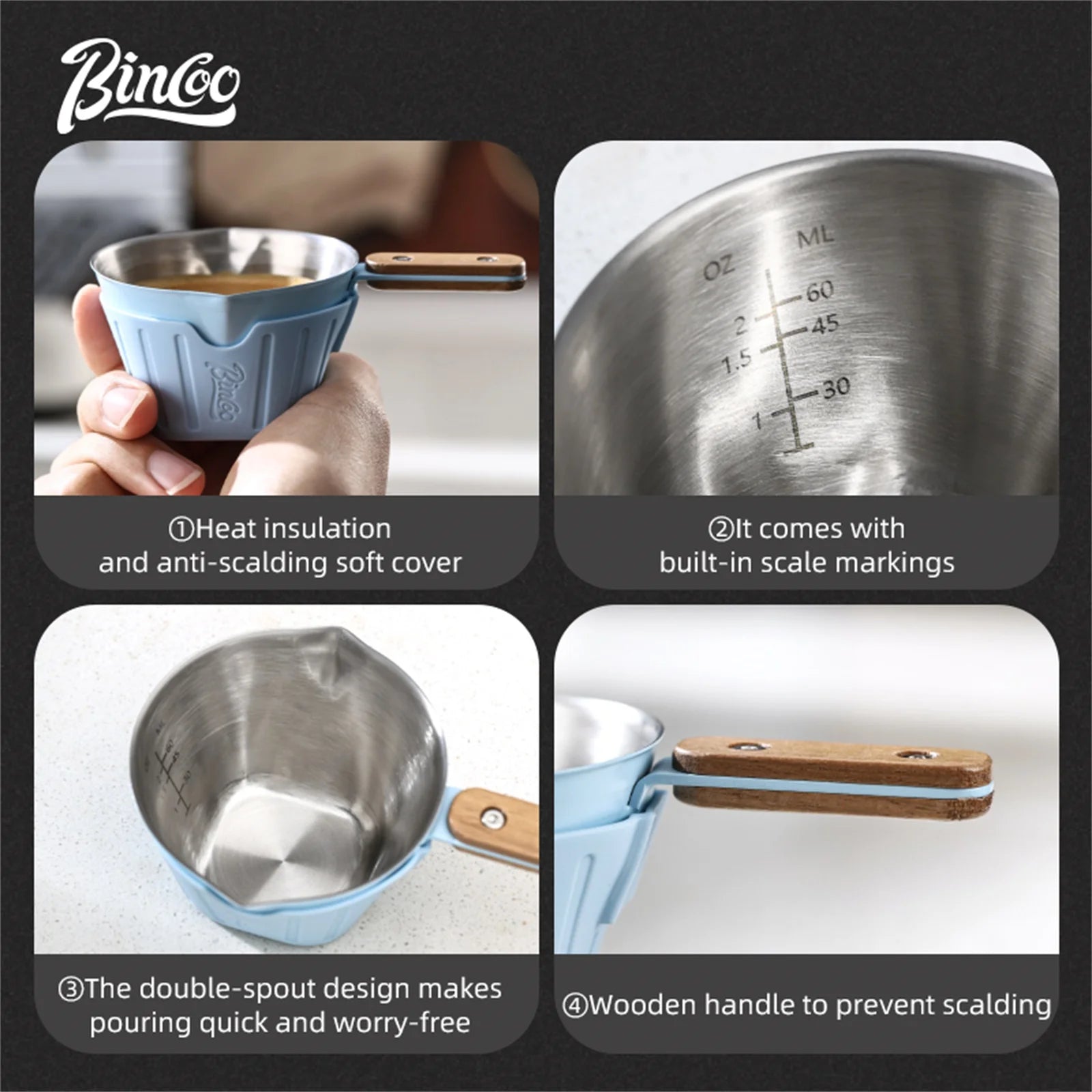 Bincoo Vaso de Chupito de Espresso Multicolor, Acero Inoxidable 304 con Diseño Resistente al Calor y Escala de Medición Precisa para Baristas