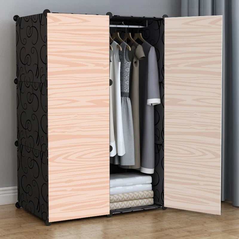 Armario de tela portátil de fácil montaje, organizador de ropa, armario de almacenamiento para dormitorio de alquiler, muebles ligeros y duraderos