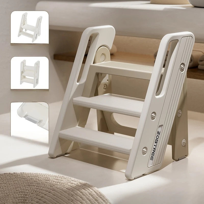 Escalera Plegable de 2 Peldaños para Bebés Niños Pequeños Lavabo Baño Antideslizante Portátil Ligera Escalera de Madera Cocina Doméstica