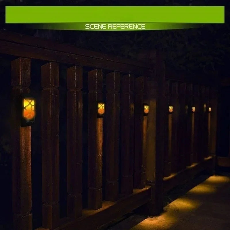 96 luces solares LED con efecto llama para exteriores, diseño de celosía para jardín, sendero, patio, decoración navideña, luces de pared impermeables con efecto de llama parpadeante