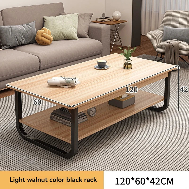 Mesa de centro moderna minimalista, apartamento pequeño, sala de estar, sofá, balcón cercano, mesa de té, habitación de alquiler, mesa de té rectangular