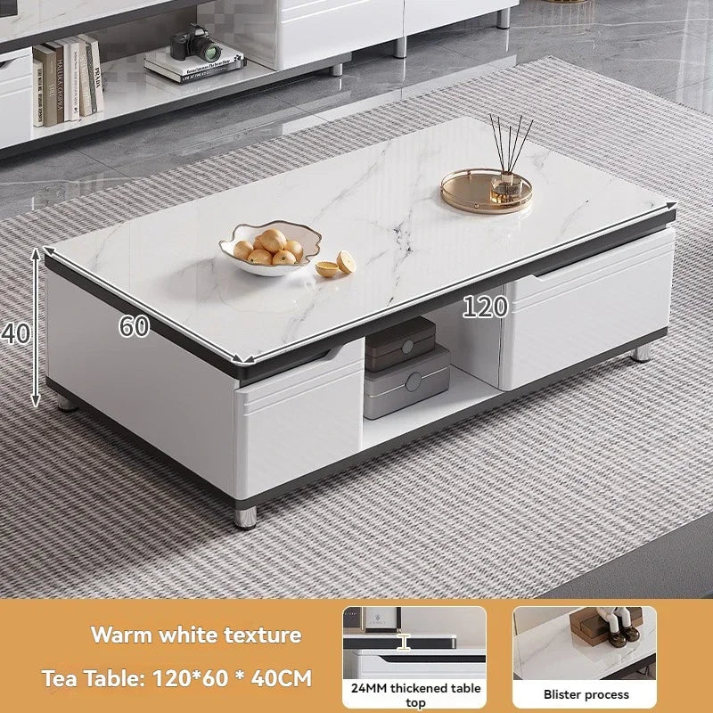 Mueble de TV minimalista moderno para sala de estar, mueble de TV retráctil de pie, mesa de centro, combinación de mesa de té