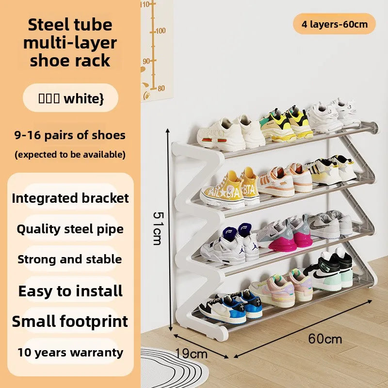 Zapatero sencillo Estante de almacenamiento multifuncional Zapatero en forma de Z multicapa Zapatero para dormitorio doméstico