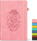Cuaderno de piel con tapa dura A5 rosa para mujer, 200 páginas rayadas con cierre elástico, perfecto para escribir y viajar
