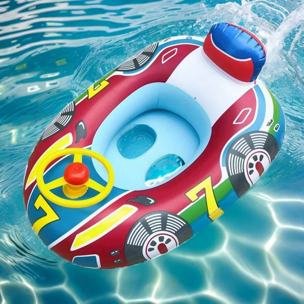 Flotador de piscina para bebé, flotador inflable de verano para playa con diseño de coche bonito, para niños pequeños, anillo de tubo de natación con asas de seguridad