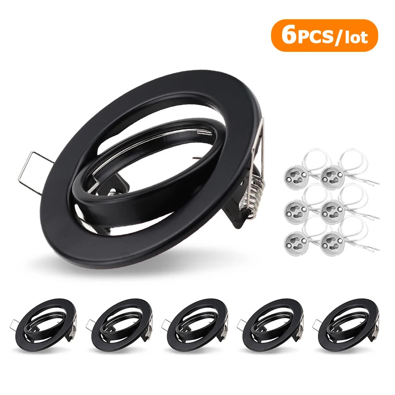 Focos LED Blancos/Negros Marco Ajustable Downlight Portaleds Agujero 70mm para Soporte de Bombilla MR16 GU10 Foco Empotrado LED