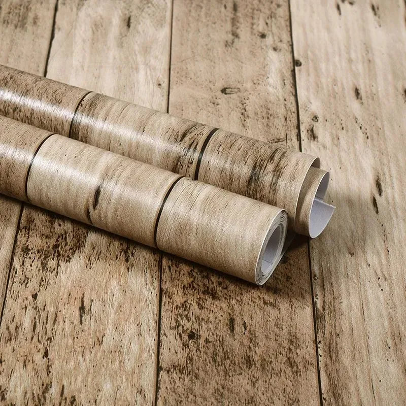 40CM Thickened Waterproof Wood Grain Stickers Self-adhesive PVC Wardrobe Cabinet Desktop Modern Furniture Decorative Wallpaper ﻿