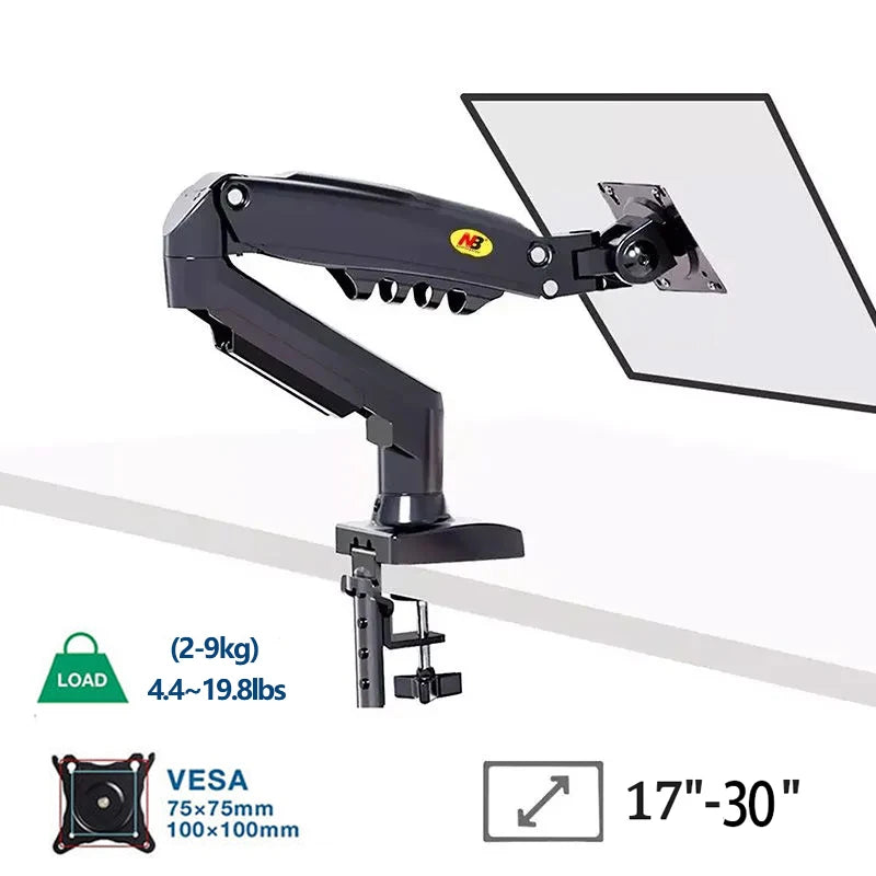 Soporte de brazo para monitor de PC ajustable NB F80, soporte para un solo monitor de hasta 30 pulgadas, soporte de escritorio para computadora con resorte de gas ajustable