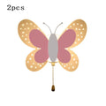 Lámpara de pared mariposa creativa para habitación infantil, apliques de pared rosa con interruptor de cordón, luces decorativas para mesita de noche, pasillo interior