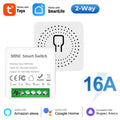 Tuya Mini Interruptor WiFi de 16A, Módulo de Automatización de Casa Inteligente, Control de 2 Vías con App Smart Life, Funciona con Alexa y Google Home